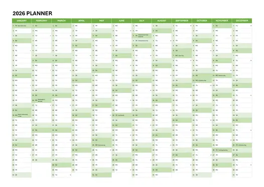 green 2026 planner