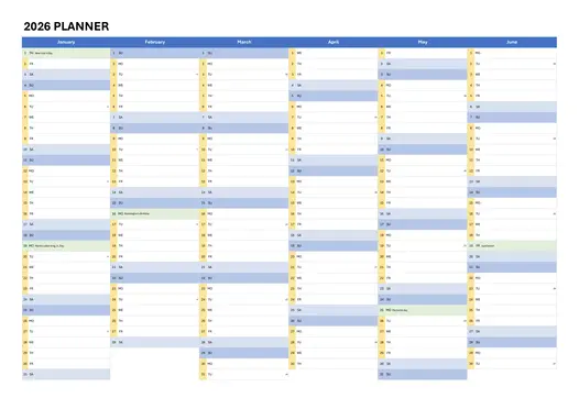 normal 2026 6-month planner